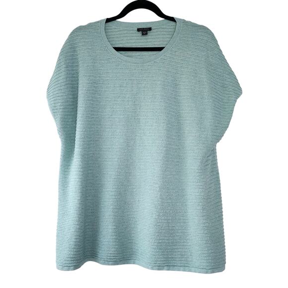 J. Jill Wearever Textured Short-Sleeve Pullover size XL mint green ribbed boho - Picture 2 of 11